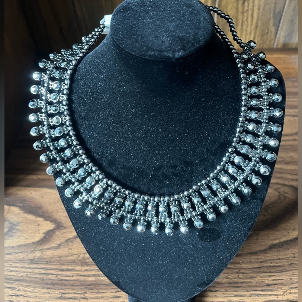 Dana Buchman Elegant Black/Gunmetal Tone Faux Crystal Choker Necklace